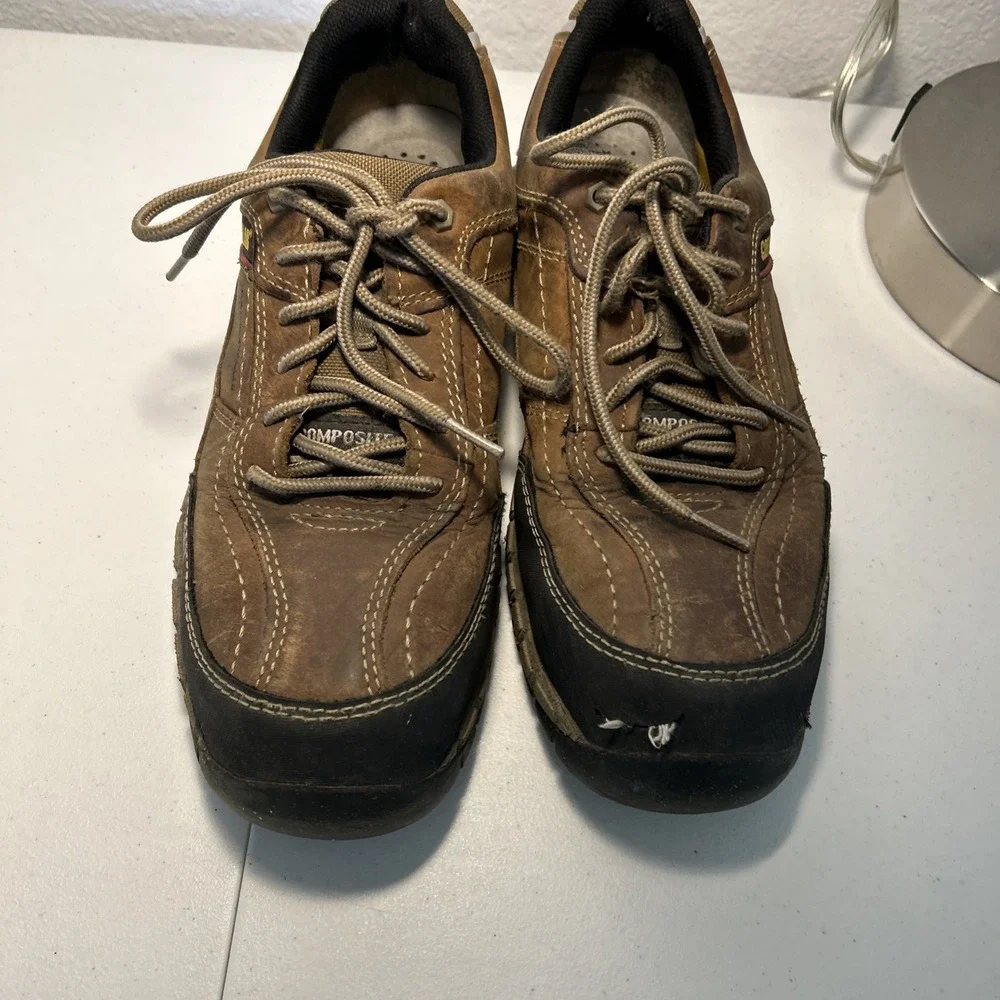 Caterpillar Cat‎ Brown Leather Composite Toe Safety Shoes Men's Size 10